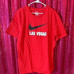 Nike Red Men's Tee with Las Vegas Print
